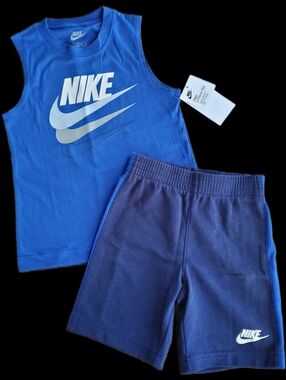 Nike Royal Blue Sleeveless Tank and Navy Blue Shorts Set